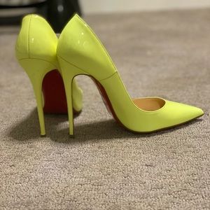 Designer: Christian Louboutin, neon yellow, size 37       Great condition
